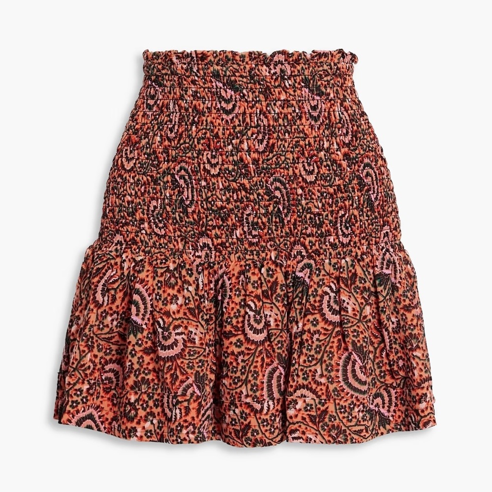 A.L.C. Kade shirred printed silk-crepe mini skirt - Size: 6
